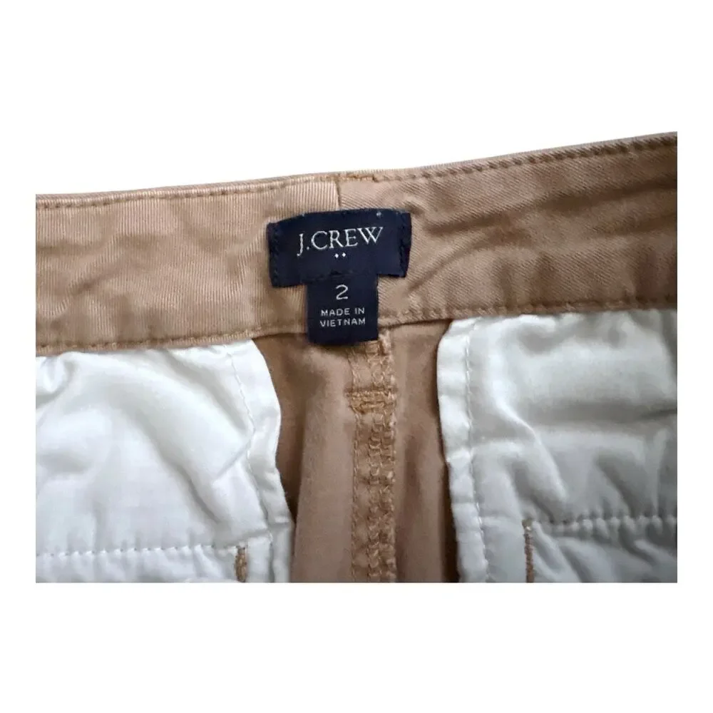 J Crew Chino Pants Womens 2 Beige Khaki Stretch Straight Mid Rise 26.5